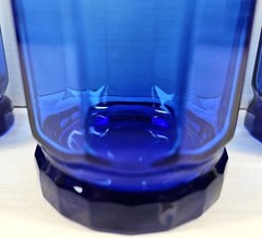 4 Anchor Hocking Essex Cobalt Blue Double Old Fashioned Glasses Octagon