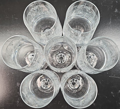 7) Import Assoc Cascade Fluted Champagne Set Vintage Etch Cut Stemware Retro Lot