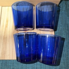 LIBBEY FLARE COBALT BLUE DOUBLE OLD FASHIONED GLASSES LOT OF 4