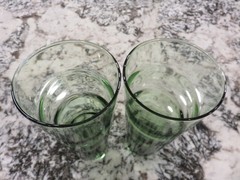 2 Vintage Libbey Saturn Ripple Optic 6.5″ Green Glass Cooler Tumblers VHTF READ