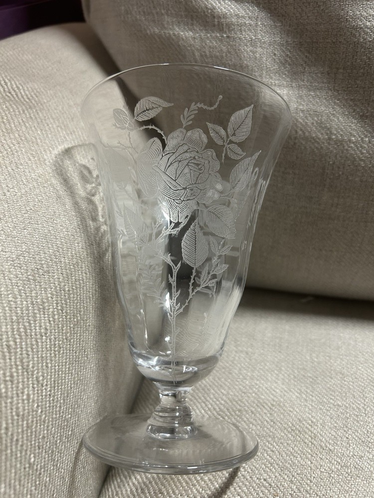 Morgantown American Beauty (Roses) Etched Iced Tea Glasses 5 5/8 Inches (set 4)