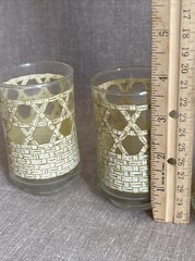 MCM LIBBEY Lowball Juice Tumblers Rattan Woven CANE Wrap Glass Set of 3