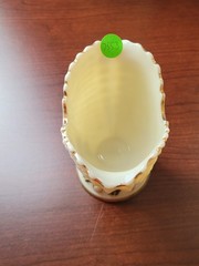 Nice Northwood Custard Glass Nautilus (Argonaut Shell) Hand Painted Spooner