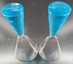 2 Artland Presscott Aqua Wine Glasses Set Elegant Clear Frosted Stemware Bar Lot
