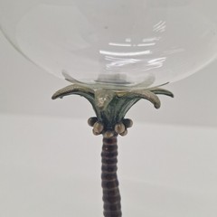 Palm Tree Bronze Enamel Figural Wine Glass Tropical Rhinestone Jeweled