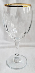 Crystal clear «Imperial» Set of 4, Optic glass with gold rim wine glasses, 8 oz