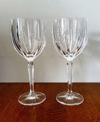 2 Waterford Crystal Marquis Omega 8.5″ Tall Wine Goblets Glasses Vintage
