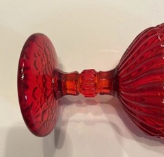 Vintage LG Wright Wine Glass 1960 Ruby Red Jersey Swirl Barware 4.25” T 2.5” W