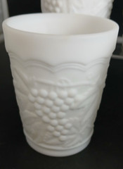 Imperial Glass, Vintage Grape Milk Glass Doeskin Tumblers, Set of 8, 4 1/8″ tall