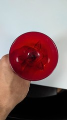 VTG Ruby Red Chrome Glasses Chromium Plated LB Cocktail Martini 5″ Stemware MCM
