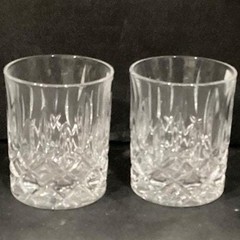 Waterford Two Double Old Fashioned Lismore Crystal tumblers