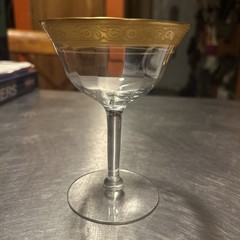 Tiffin Franciscian Rambler Rose 22k Gold Rim Goblet Vintage