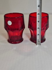 Rare Vintage Dalzell Viking Arlington Ruby Flat. Tumblers Set of Two Excellent