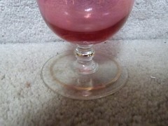 ANTIQUE Victorian Tumbler Water Glass Spooner Pink Flash Gold Enamel Flowers 5″