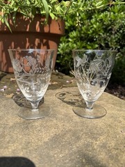 Vintage Cambridge Glass Crystal Oyster Cocktail Line Juice Paneled Optic Glass