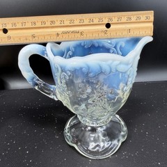 EAPG Northwood Intaglio Blue Opalescent Glass Creamer Antique Victorian Floral