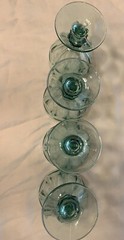 Set of 4 Libbey Spanish Green Glass Gibralter 6.75″ Goblets Duratuff EXC!