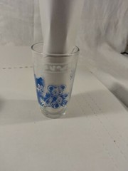 Vintage 2 matching Swanky Swigs Baby Animal juice Glass Blue Bears / Pigs Hazel