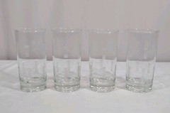 MCM Vintage Libby Windsor Scotch Glasses Highball Etched Glass Design Set Of 4