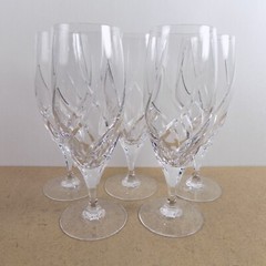 5 Mikasa Crystal Olympus Iced Tea Goblets Glasses 8-3/8″ Tall VGC Cut Swirl