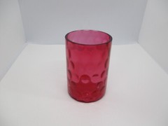 Vintage Cranberry Reverse/Inverted Coin/Thumbprint Glass Tumbler
