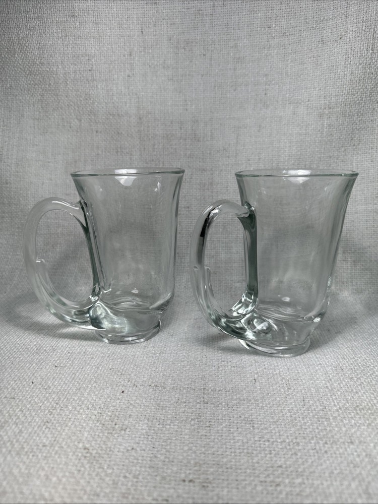 Vintage Indiana Glass Tiara French Horn Hunter Powder Stein Beer Mug (Set of 2)