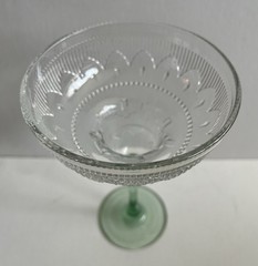 4 Vnt Cristal D’Arques-Durand Green Stem Sombrero Margarita Glasses 1990s France