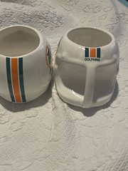 2 TWOMiami Dolphin Vintage Helmet Mugs 1986 NFL Officially Licensed. Small Chip