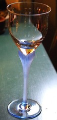 Mikasa SEA MIST SAPPHIRE Water Goblet FROSTED STEM c1987 9.25″ Blue Ribbed EXC
