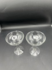VINTAGE WINE CHAMPAGNE COCKTAIL GLASS HOLLOW STEM SET 2 STEMWARE BARWARE COUPE