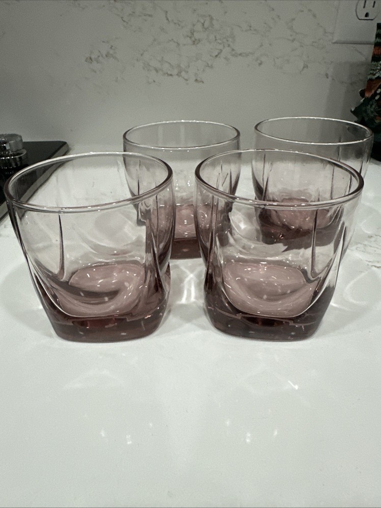 Vintage Libbey Imperial Plum Lowball Glasses Set Of 4