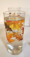Set Of 4 – Libbey Crisa “Autumn Leaves” Tumblers Glasses 14 Oz