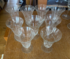Lot of 8 Vintage Colony Danube Etched 5 1/2 Inch Footed Tumbler