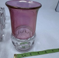 PERFECT Vintage Kings Crown Ruby Red Cranberry Thumbprint Water Glasses Set Of 7