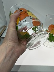 VTG Anchor Hocking Nancy Lynn Anthromorohic Fruit Tumbler Glasses XL Set 2