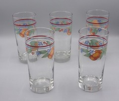 Corelle by Corning Abundance Tumbler Glasses 6″ Tall Vintage Set of 5 – Fruit