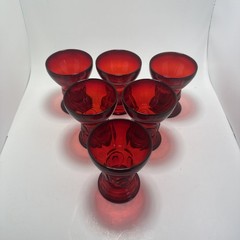 (6) Vintage Moondrops Juice Tumbler Red