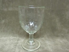 Vintage Pressed Pattern glass Water goblet in Clear Cherry and Pear Design
