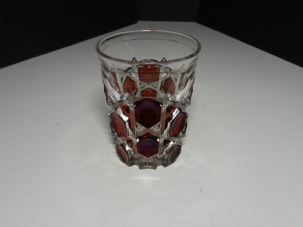 Ohio Flint Glass Krys-Tol Hexagon Tumbler Ruby EAPG Clear Crystal 4″ T ca1905-07