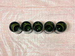 VTG Owens-Illinois Glasses Set of (5) Barware Liquor Dark Green MCM *Mark & #