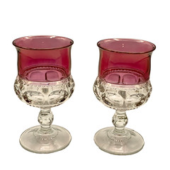 Tiffin Franciscan Kings Crown Ruby Thumb Print Red Water Goblets – Set of 2