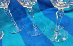 MCM Libbey Glass Rooster CHANTICLEER 7 Pc Cocktail Martini Set Stemmed Barware