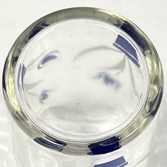 Vtg. Blue Tulips In Pot 3.5” Tall Juice Glass, Panel Side, Great Condition