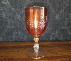 Vintage Fenton Marigold Carnival Glass Orange Tree Wine Goblet Art Glass