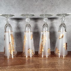 Autumn Gold Leaf Pilsner Stemmed wine glasses beer glass barware set of 4