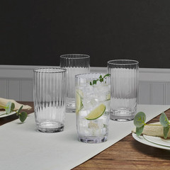 Optic Set of 4 Highball Beverage Tall Glasses, 18 Ounce