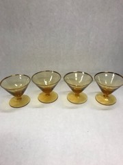 4 pieces Vintage gold rimmed dessert cups goblets wine glass 2.5 inch tall
