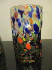 6 Vintage Mid Century Modern MCM Pinched Hand Made Art Glass End of Day Tumblers