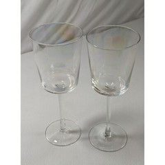 Wine Water Goblets Pair Iridescent Luminous Color Changing 10.5 Oz Capacity