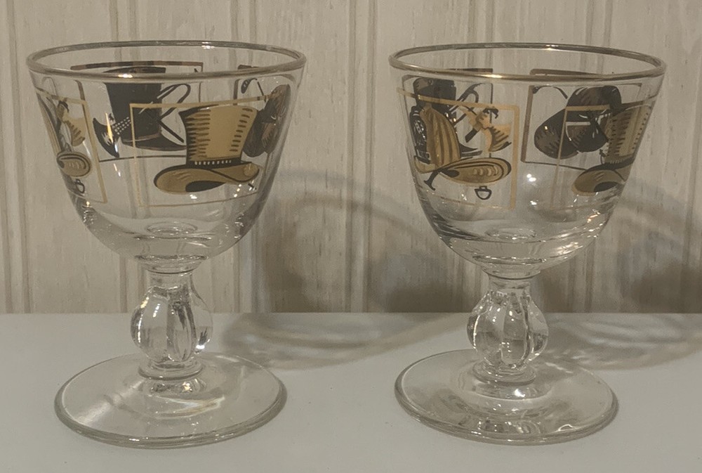 Pair of Vintage 1950’s Mid Century Modern Atomic Eames Era Cocktail Glasses